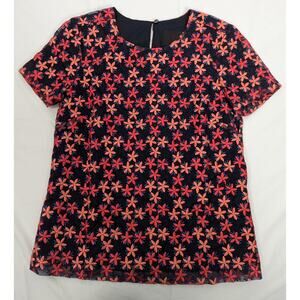 J. Crew Collection Embroidered Floral Organza Blouse Size 0